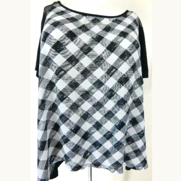 Lane Bryant Semi Sheer Checkered Front Top - Picture 1 of 4